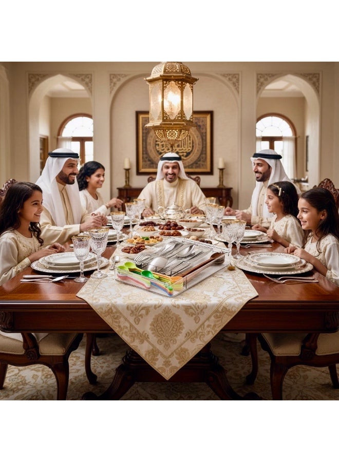 بيتى صندوق تنظيم أدوات المائدة من الأكريليك الشفاف من بيتي فير بمقبض كريستالي، حاوية تخزين أدوات المطبخ، تصميم موفر للمساحة، 5 جوانب - Image 3